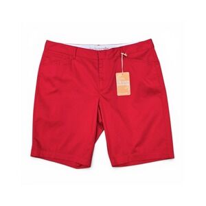 Dockers Red Vacation Bermuda Shorts Women's Size 16 Mid Rise Stretch Cotton